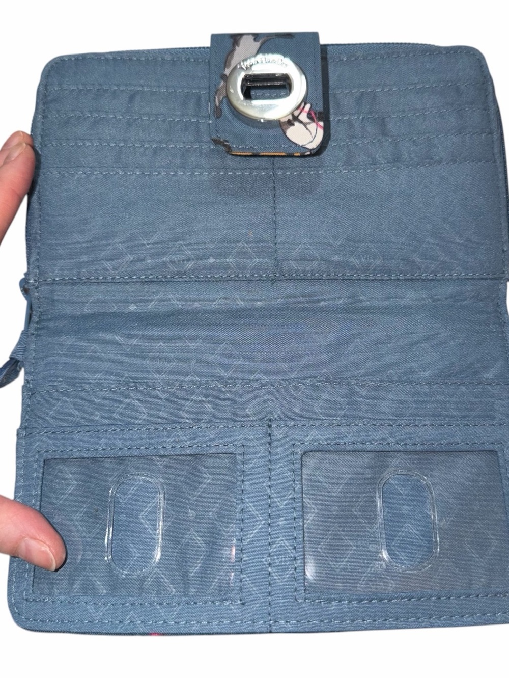 Vera Bradley Blue Quilted Cat-Print Wallet with Silver Turn-Lock - Picture 3 of 6